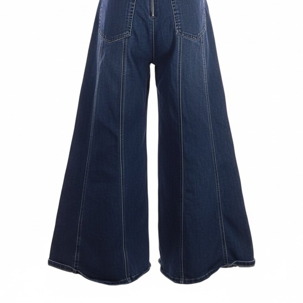✨ WE THE FREE Lovers Lane Cropped Denim Jumpsuit Boho Festival Retro Sz Small ✨ - Picture 8 of 15